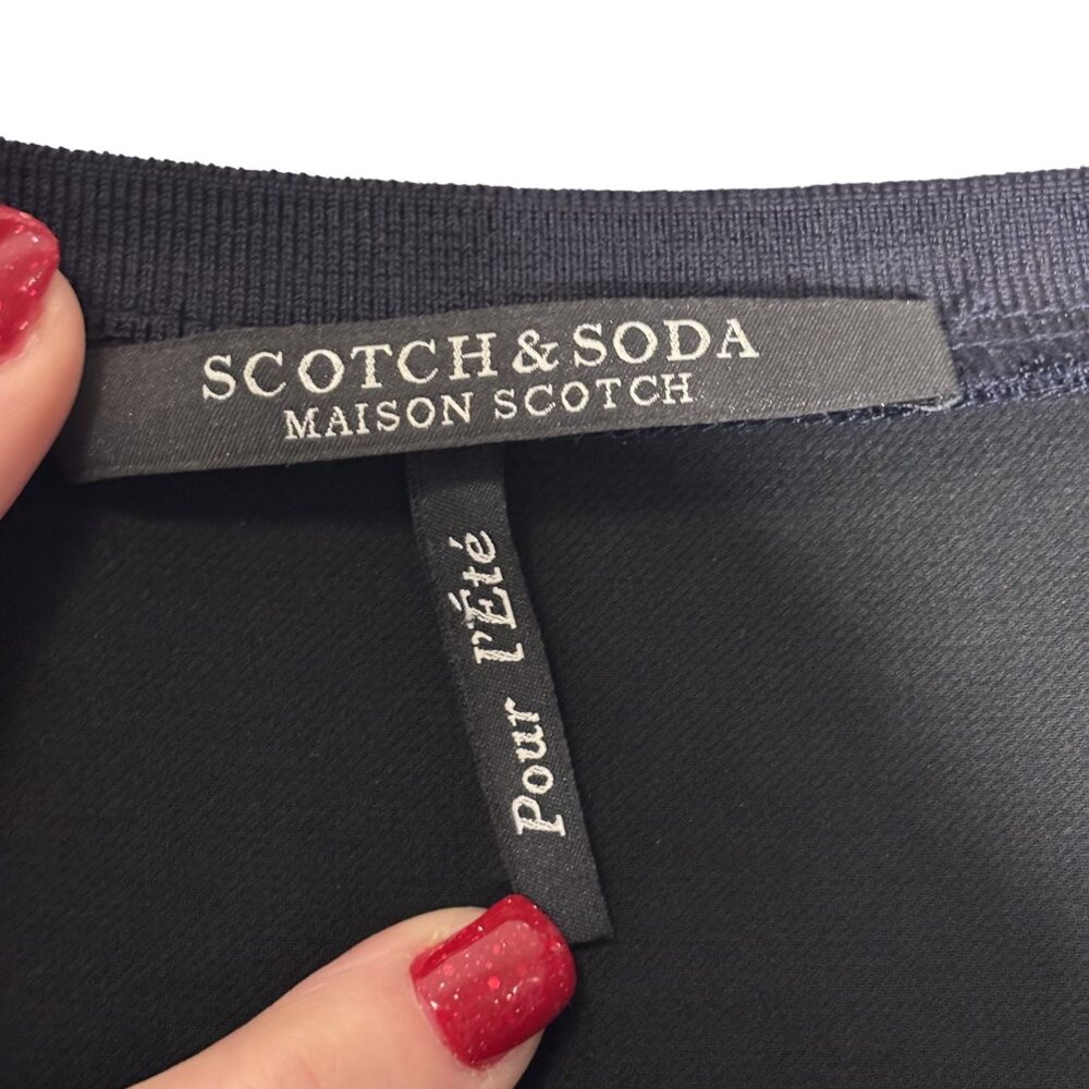 Scotch & Soda Maison Scotch Black Long Sleeve Top With Glitter Accents On Cuffs - Picture 3 of 13